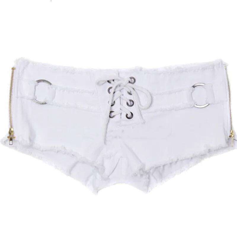 New Cotton Bandage Women's Shorts Ultra-low Waist Slim Sexy Black and White Side Slit Straps Roupas Femininas XJ260305
