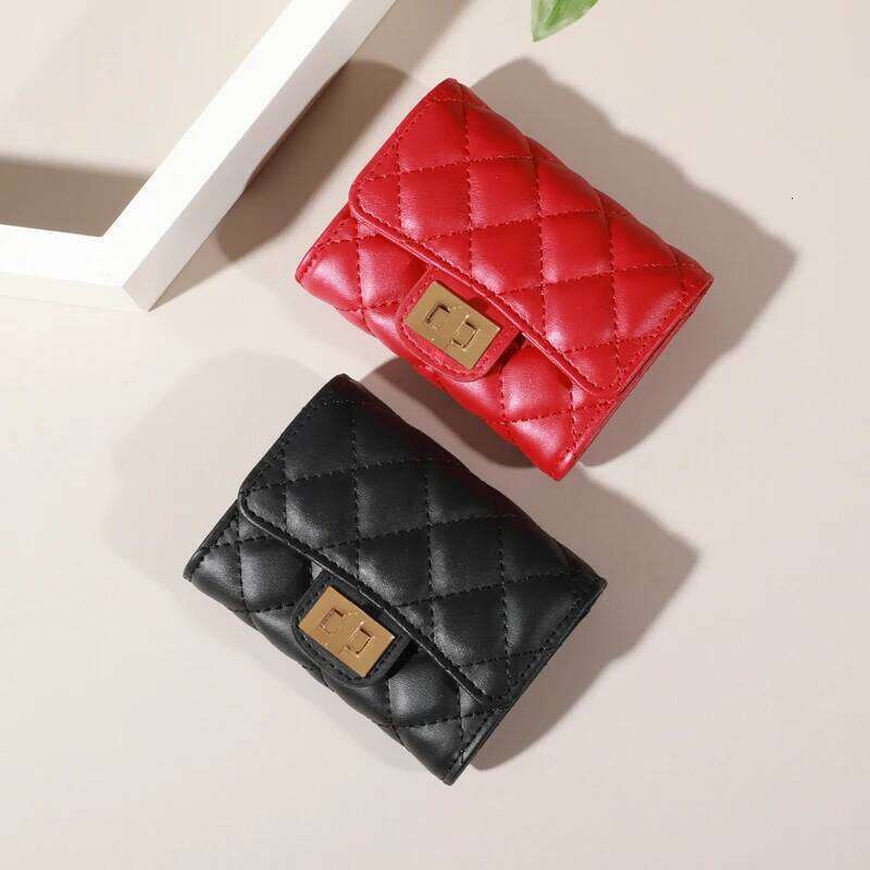 Multiple Slots Diamond Lattice Holder Women's Exquisite Short Wallet Coin Purse Large Capacity Card Cash Storage Pouch C260304