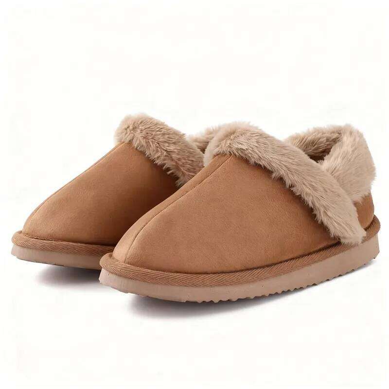Kidmi New Women's Winter Fuzzy Cotton Shoes Outdoor Warm Memory Foam Non-Slip Snow Boots Lady Fashion Soft Casual House Slippers