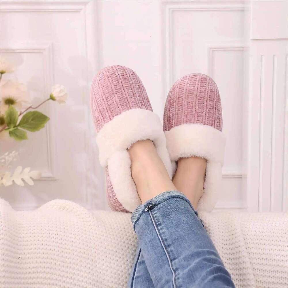 Kidmi Winter Outdoor Warm Plush Indoor Comfortable Soft-soled Non-slip Flat Bottom Cotton Slippers