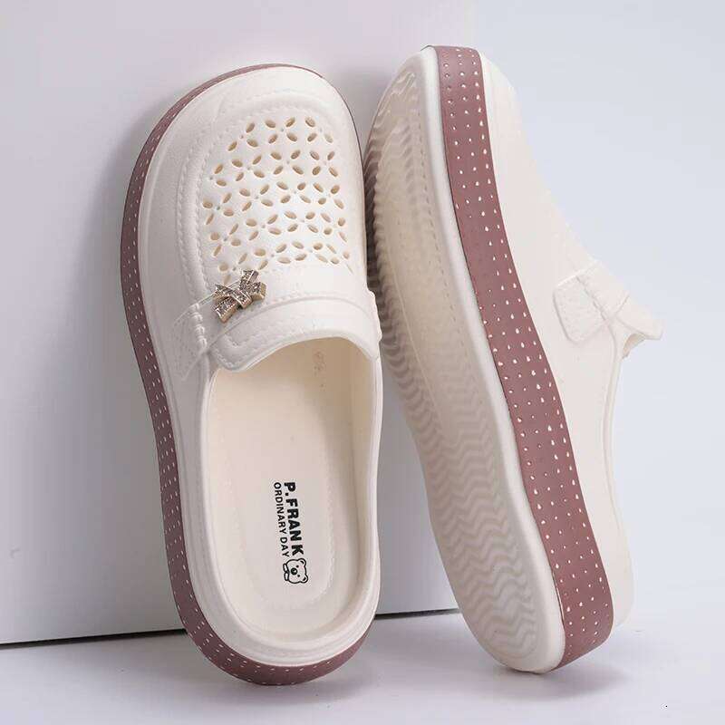 Kidmi Summer New EVA Round Head Clogs Flat Closed-toe Beach Slippers Thick Soles Slides Fitted Women Men