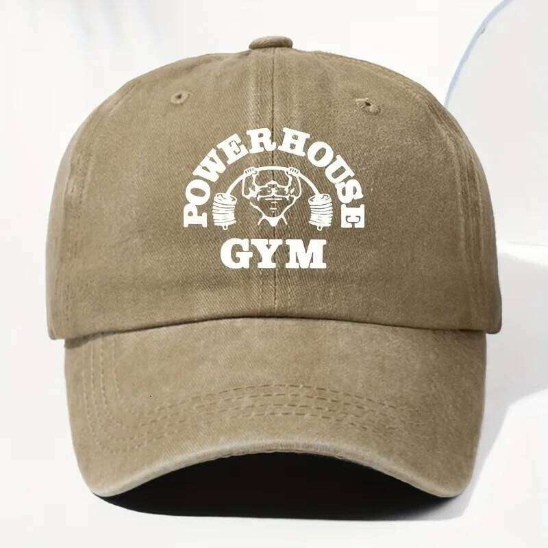 Unisex POWERHOUSE GYM printed vintage washed baseball capadjustable design suitable all seasons for outdoor and daily wear Y260304