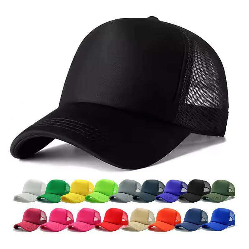 Sponge Mesh Baseball Cap - Unisex Solid Color Trucker Adjustable UV Protection Fashion Breathable Snapback Sun Hat Y260304