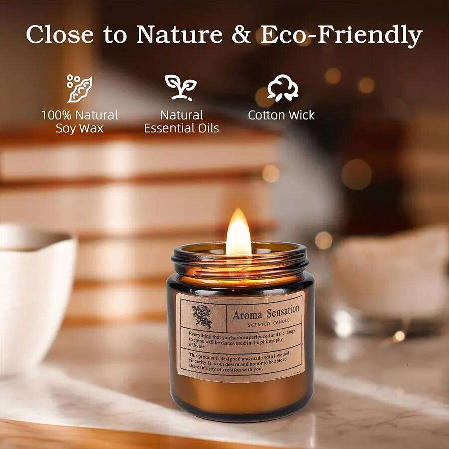 1pcs Brown Glass Cup Aromatherapy Candle Smokeless scented candle Suitable for Home Decoration Birthday Valentine's Day Gift W260304 W260305