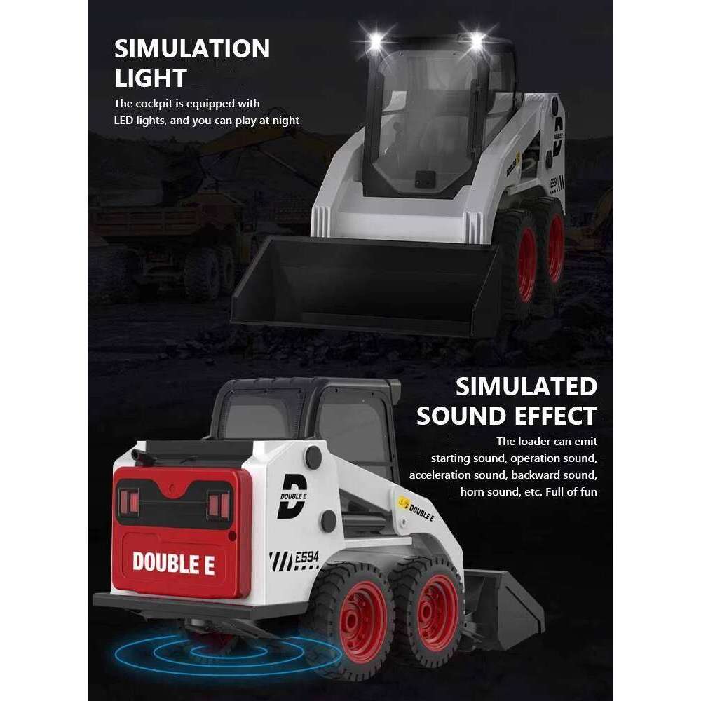Double E E594 1:14 Remote Control Slip Loader Toy Car RC Truck Engineering Vehicle Skid Steer Excavators Toys for Boys Gifts Z260304