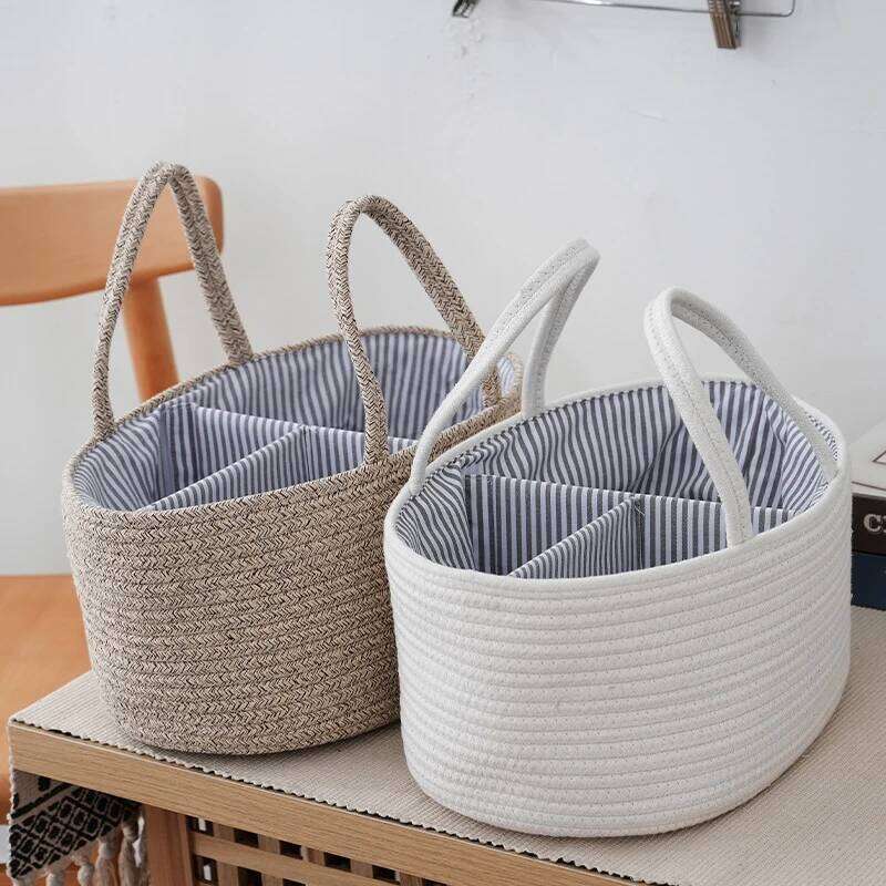 Mommy Cotton Rope Diaper Bag Travel Portable Handbag Multifunctional Baby Products Organizer Basket Z260304