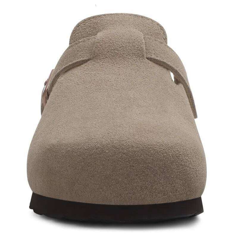 Kidmi New Cow Suede Clogs Soft Cork Footbed Mules Slippers Fashion House With Arch Support Men Beach Sandals