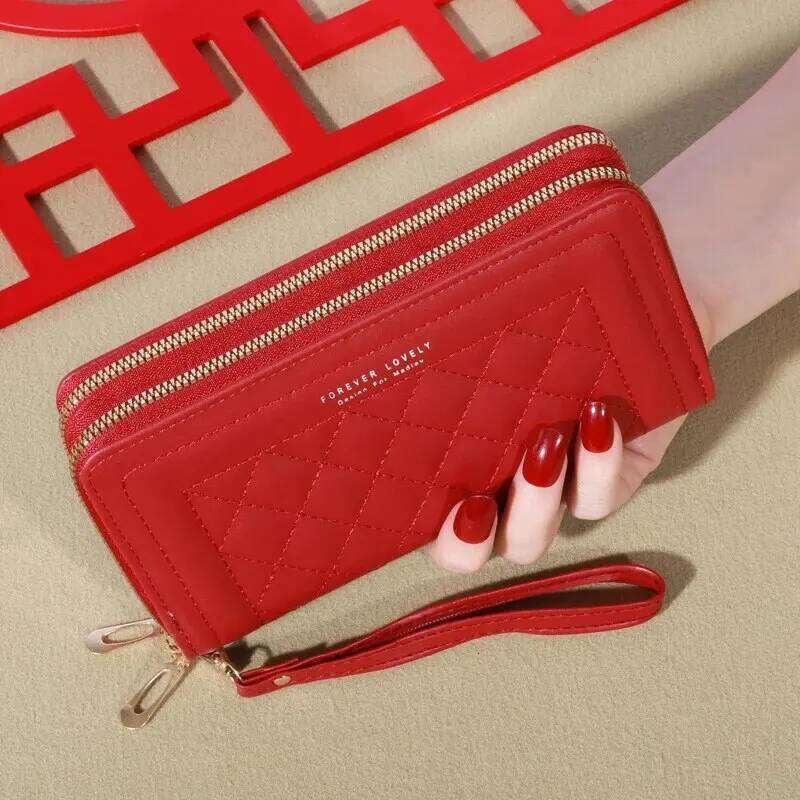 Long Women's Wallet Female Purses Tassel Coin Purse Card Holder Wallets Double Zipper Pu Leather Clutch Luxury Money Phone Bag C260304