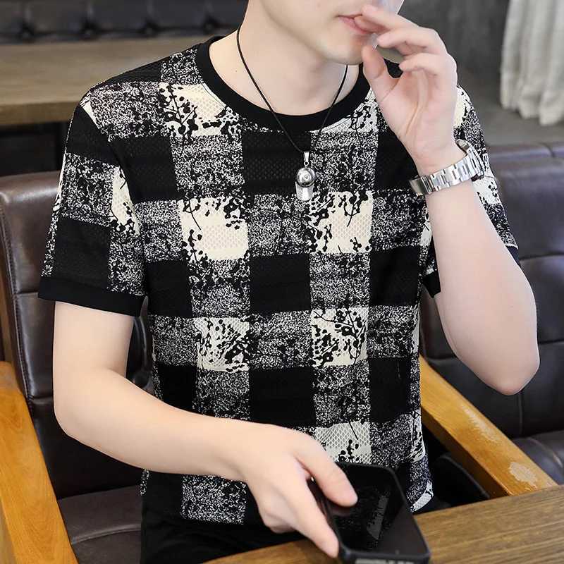 Plaid Letter Print Short Sleeve Mens T Shirts Designer Tees Round Neck Oversized Tops Men Oversize Fashion T-Shirts Tops M260305