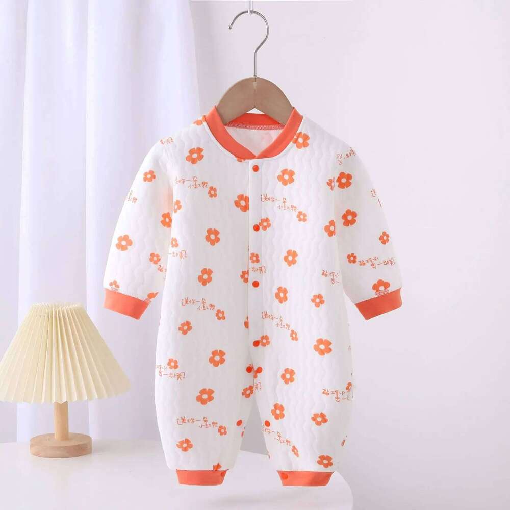 Bodysuit & One-piece Romper Plus Velvet Winter Home Service Cartoon Design Newborn Clothing Loungewear Outfit Rompers Z260304