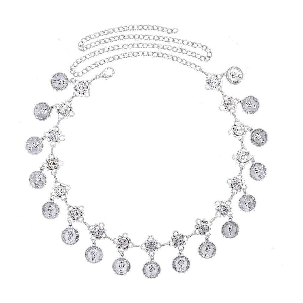 New Vintage Ethnic Style Metal Coin Tassels Belt Bohemian Tassel Dress Slim Waist Accessory Unisex Body Chain 105cm S260304