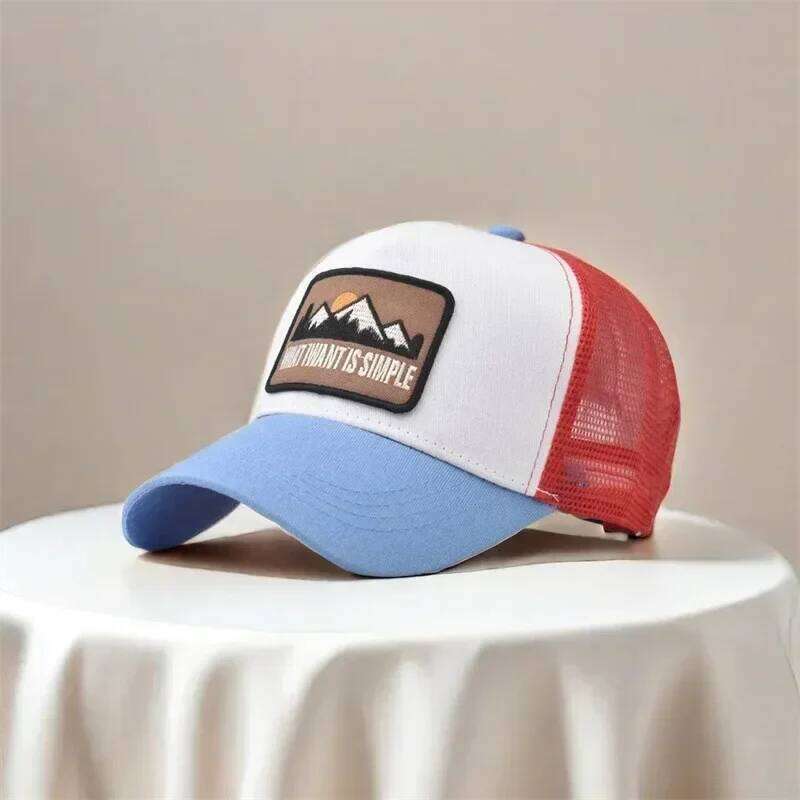 Letter Mesh Breathable Women Men Embroidery Blocking Baseball Cap Sunshade Outdoor Sports Cycling Travel Sun Dad Hat Y260304