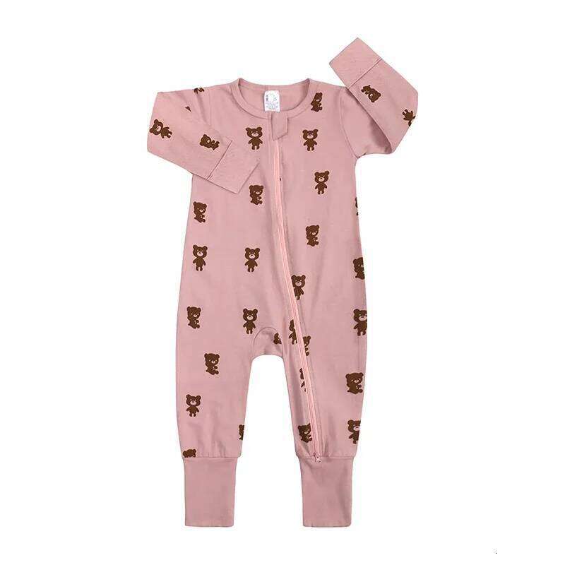 New Double Zipper Infant Girl Boy Clothes Geometry Long Sleeve Cotton Baby Romper Clothing For Newborn Jumpsuit 0-24 Months Z260304