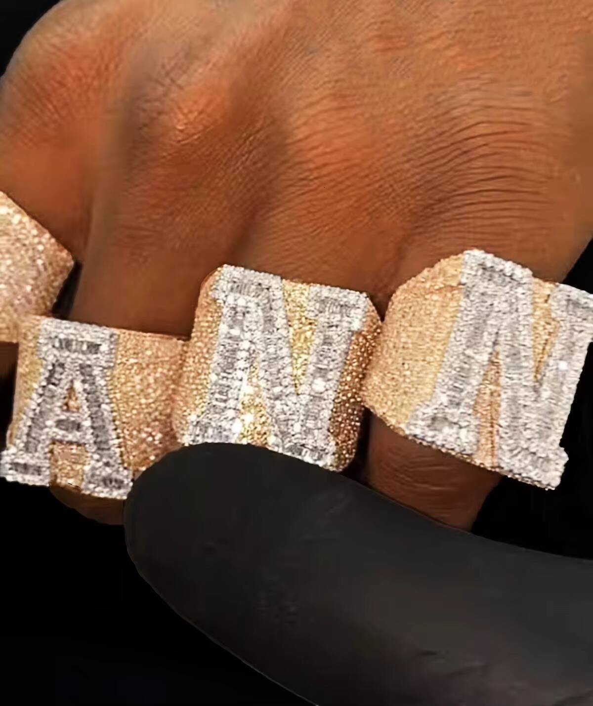A-Z Single Baguette Letters Ring for Men Ice MoissaniteVVS Rhodium Plated Gold Silver Brass Charm Fashion Hip Hop Jewelry Gift