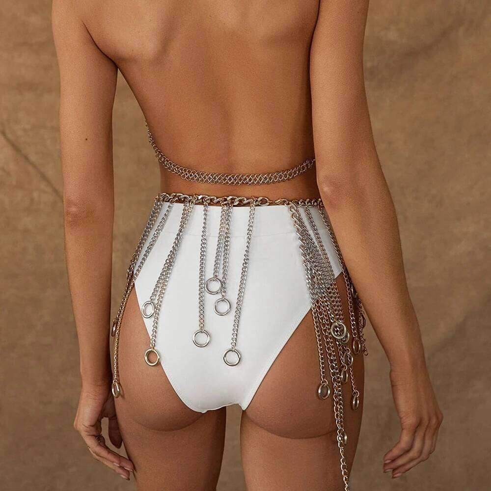 Summer Sexy Ladies Accessories Personality Fashion Body Metal Fringe Pendant Waist Chain Belt S260304