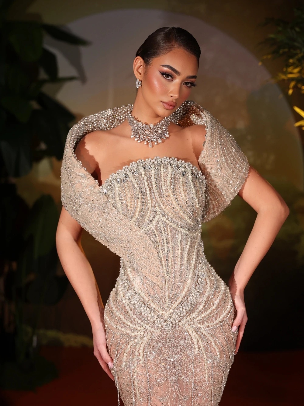 Graceful Pearls Wedding Dresses Crystal Mermaid Bridal Gowns Beading Sequins Tassel Illusion Customized Vestidos De Novia Plus Size