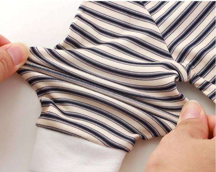 Somenie Unisex Baby Long-Sleeved Romper Suit Boys' Round Neck Striped Onesie Clothing Girl Infant Outfit Trend 1-3-6-9-12-24M Z260304