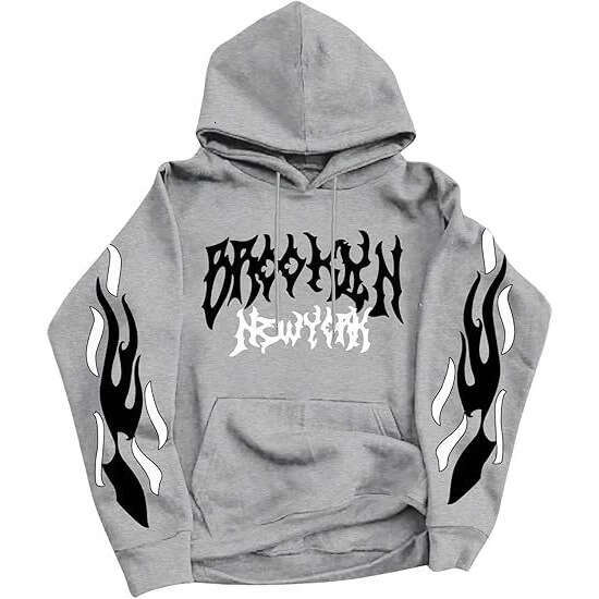 Dark style hip-hop gothic Harajuku printed hoodie with a hooded jacket and a pullover shirt