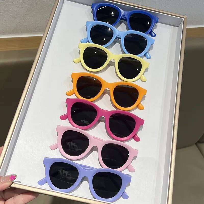 New Cool Colorful Candy colored Sunglasses Children's Oval Shaped Glasses With Small Frames Cute Baby Protection Eyeglasses Z260304