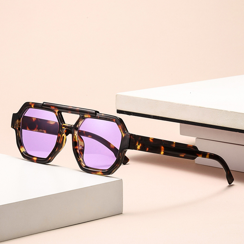 2026 Designer Luxury Brand Polygonal Export New UV Resistant Fashionable Sunglasses Men's High-end Full Frame Glasses