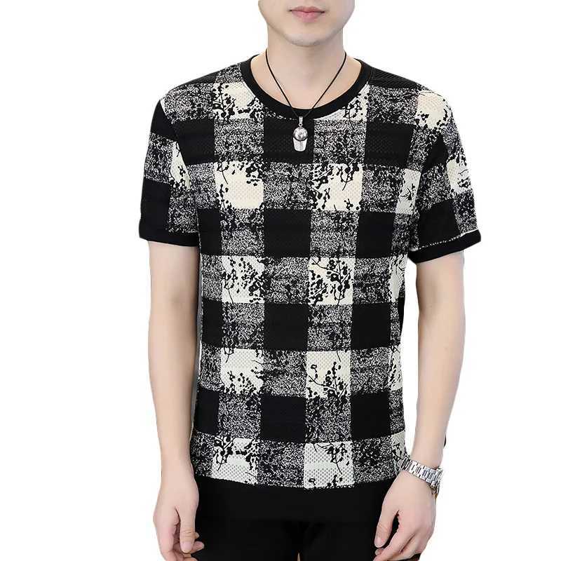 Plaid Letter Print Short Sleeve Mens T Shirts Designer Tees Round Neck Oversized Tops Men Oversize Fashion T-Shirts Tops M260305
