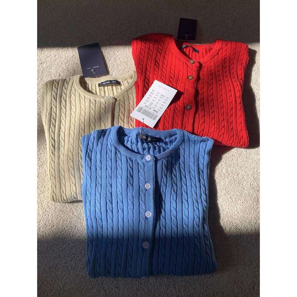 New Red Twist flower Knitted Sweater Cardigan O-Neck Single Breasted Long Sleeve Slim Coat Vintage Streetwear Simple Crop Top XJ260305