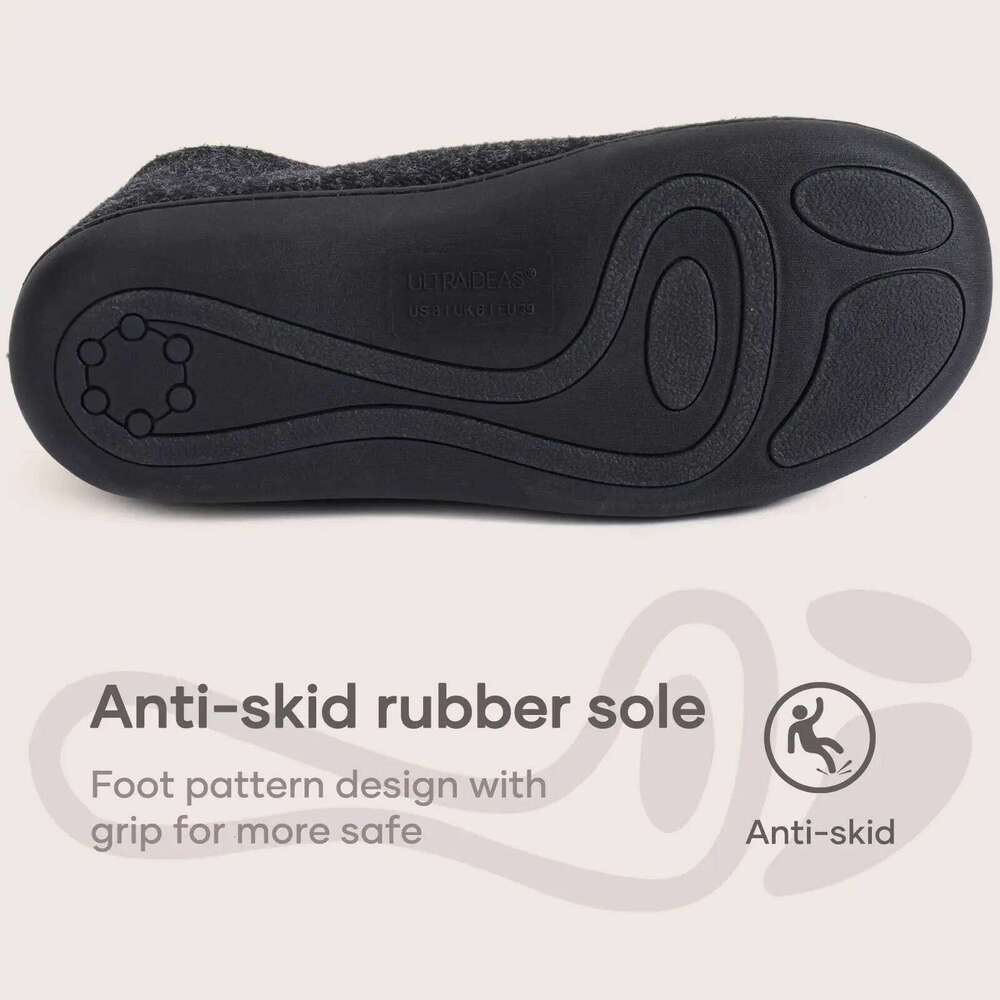 Kidmi Women's Cozy Faux Fleece Slippers Classic Plush Outdoor Closed Non-Slip Rubber Winter Women House Shoes