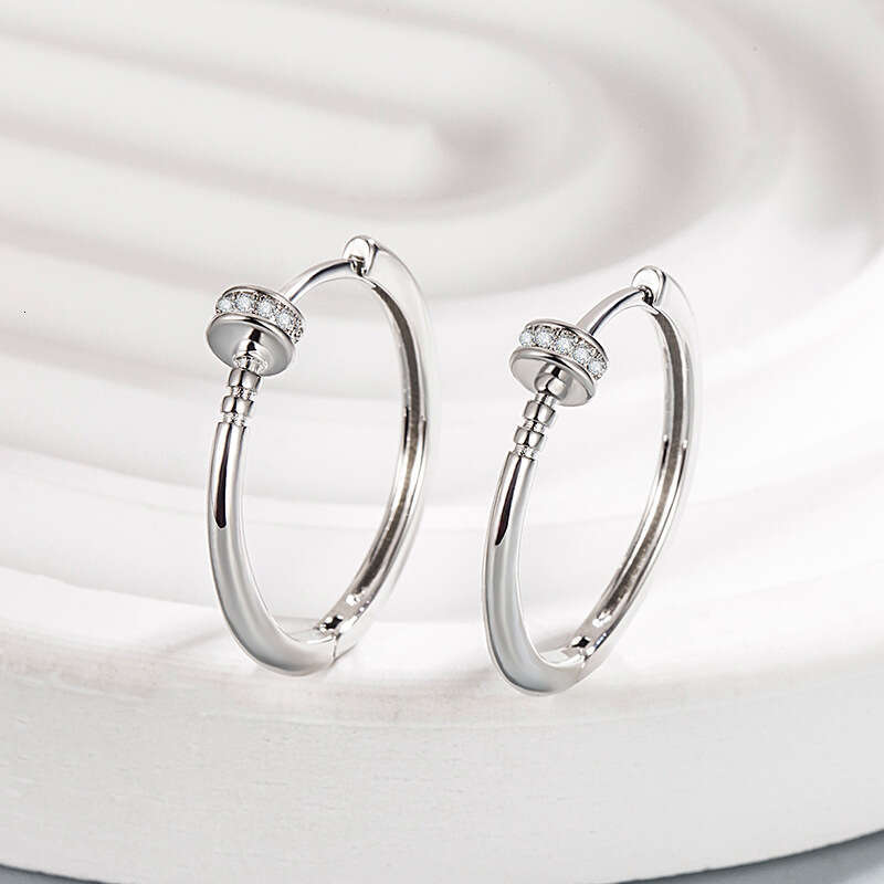 Womens Jewelry Earrings Hoop Korean Style Fashionable Round Zircon Inlaid Simple Elegant Geometric Designer Ear Accessories Multi-Scene Wear Ear Ornam