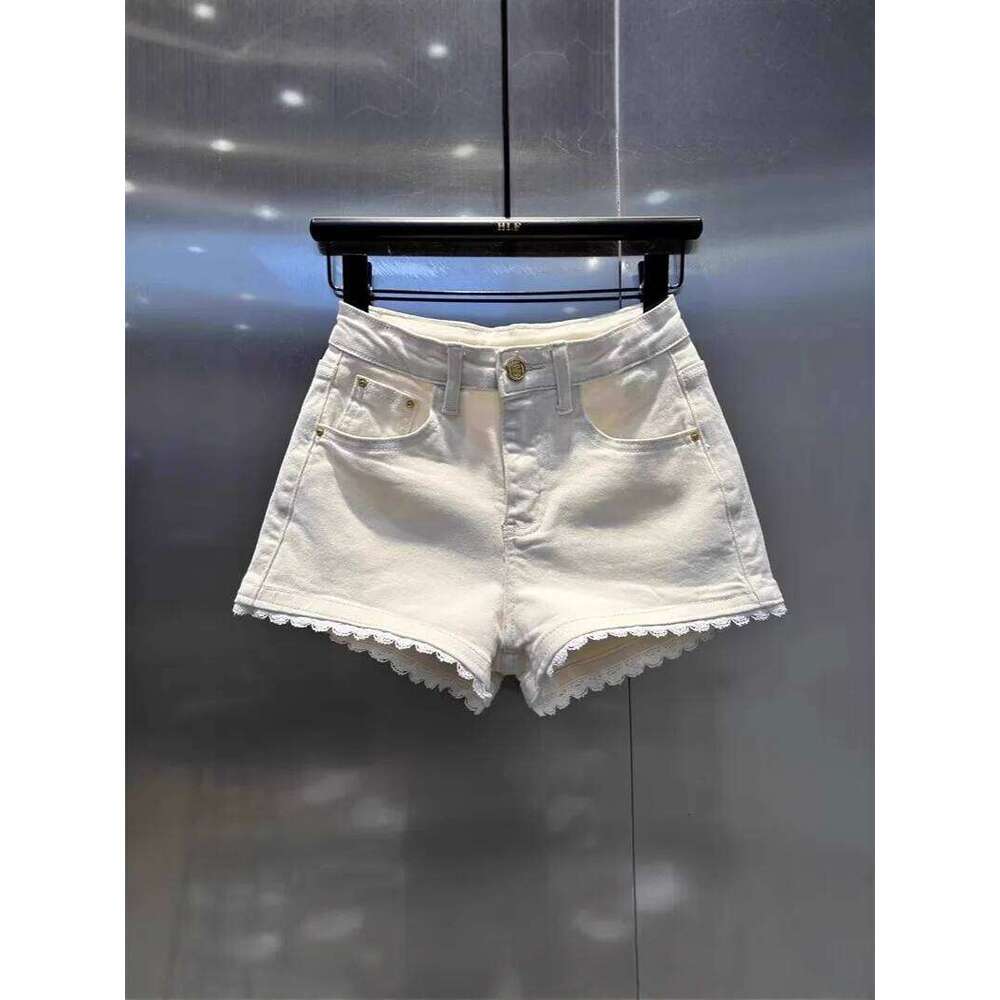 Simple And Hot Women Style Lace Patchwork Versatile Denim New Summer High-Waisted Slimming A-line Shorts Jeans XJ260305