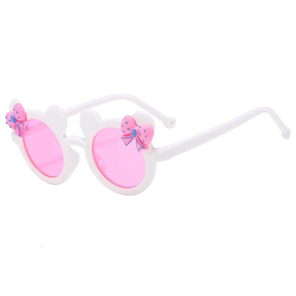 New children's cat eye bow sunglasses 2024 boys girls fashion sun protection beach outings baby glasses oculos infantil uv400 Z260305