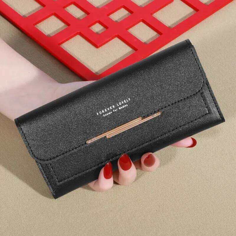 2024 New Women's Metal Long Folding Personalized Student Cute Mini Fashion Handheld Zero Wallet C260304