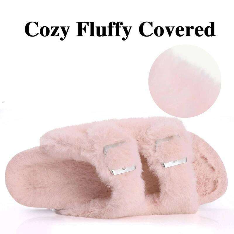 Kidmi Winter New Slippers Leisure Non-slip Outdoor Slides Cork Insole Slip On Cozy for Women's Sandals With Arch Support