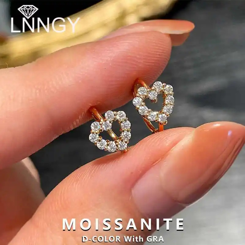 Lnngy Cute Hollow Heart Hoop Earring For Women 925 Sterling Silver Shiny Stud Earrings Fashion Ear Buckle Jewelry 260303