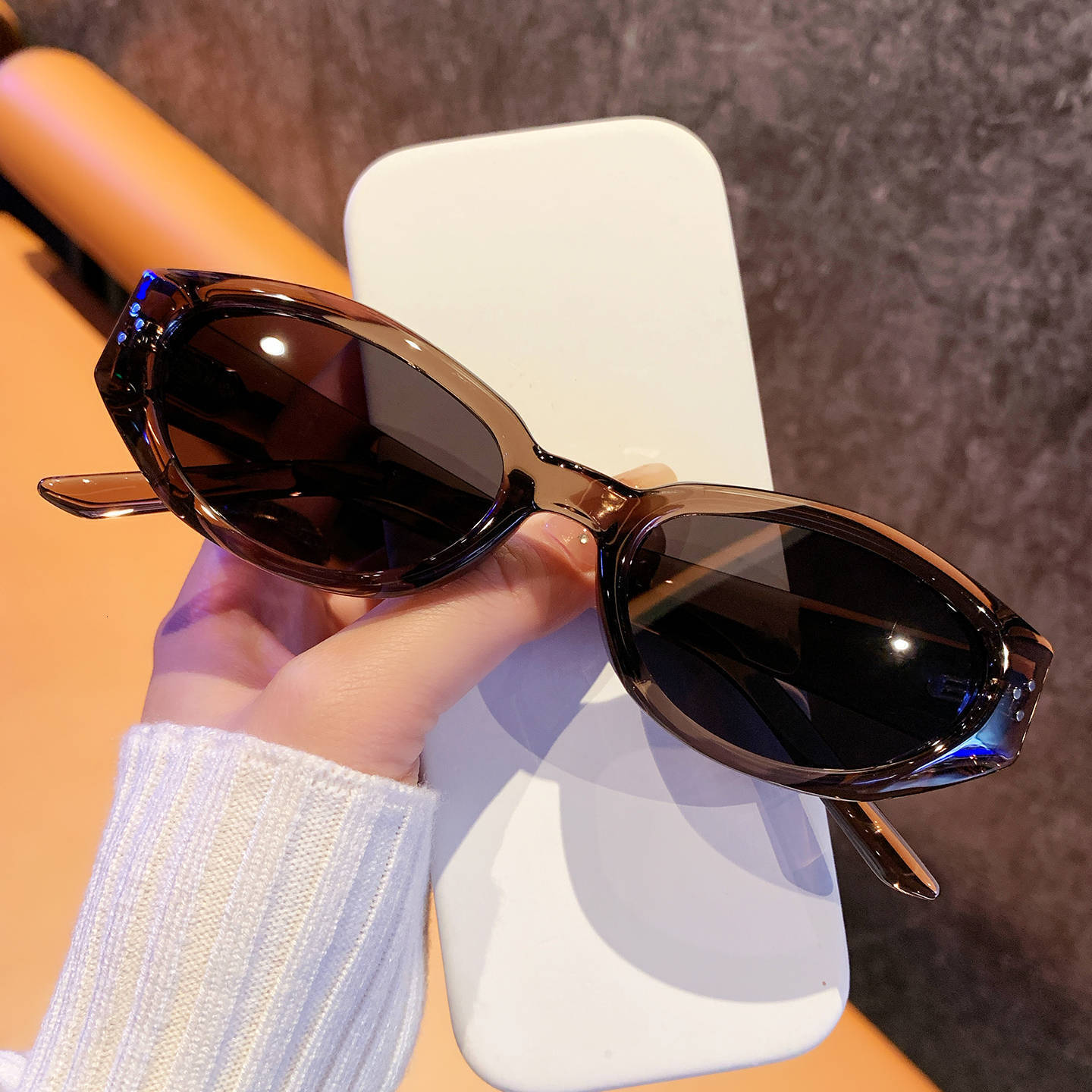 20266 New Designer Luxury Brand TR Small Frame Cat Eye Sunglasses Fashionable And Unique Retro High End Polarized Men's And Women's Sunglass