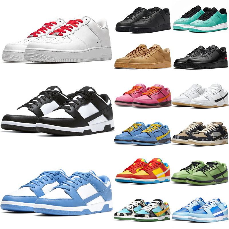 Free shipping with box designer shoes mens womens sports running duncs low dunsk trainers triple black white panda grey outdoor forc 1 af1s airfoc running Shoes