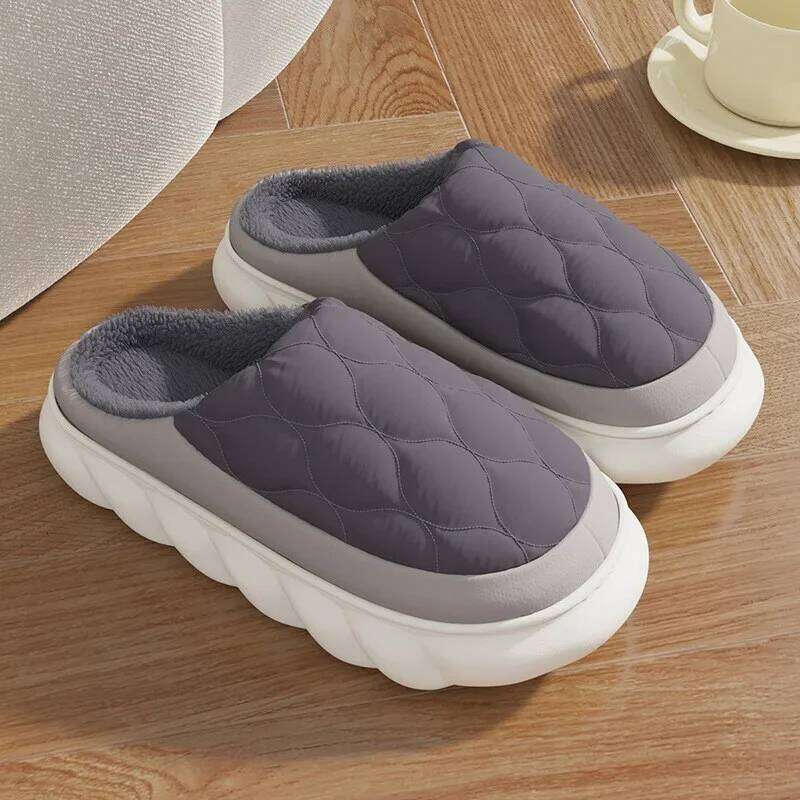 Kidmi Winter Furry For Men EVA Foam Casual Sole House Platform Slides Plush Lining Cozy Warm Men's Slippers