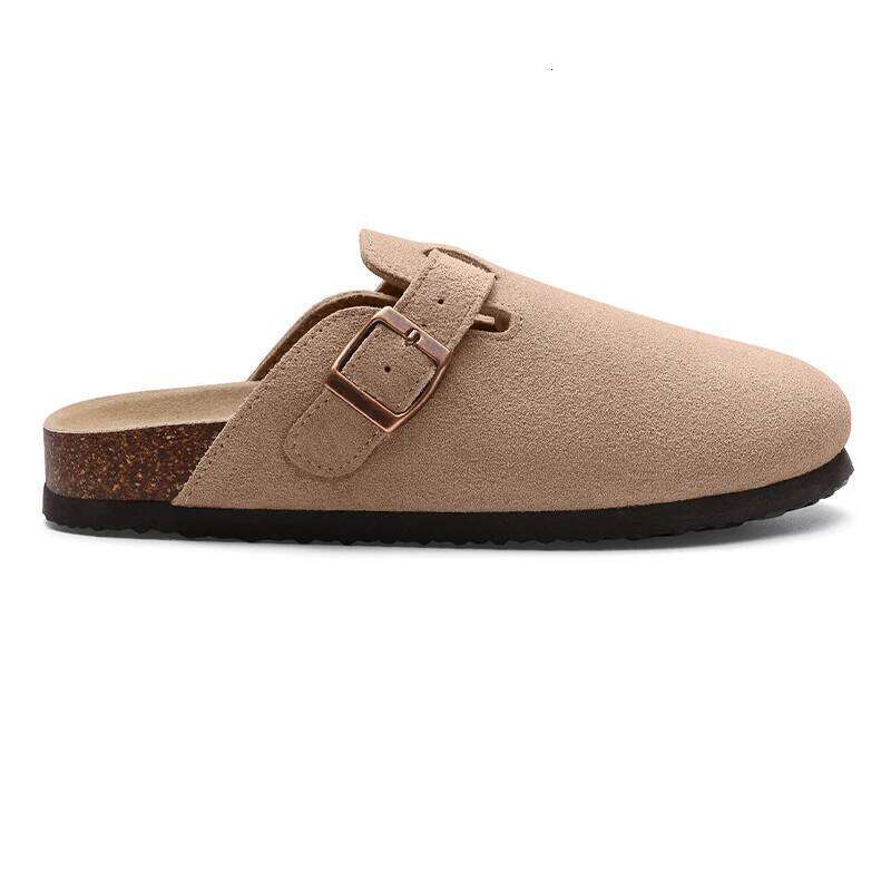 KIDMI New Suede Men Footbed Beach Outdoor Cork Nonslip Mules With Arch Support Women Clogs Slippers