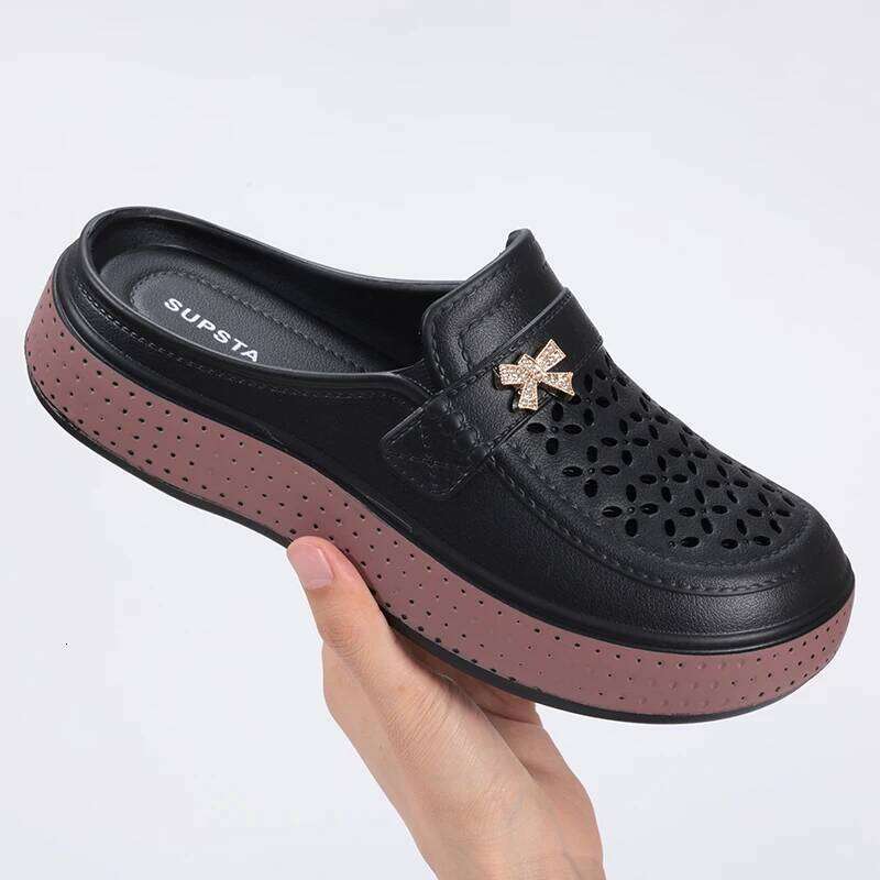 Kidmi New Flat Closed-toe EVA Round Head Clogs Beach Slippers Thick Soles Casual Slides Fitted Women Men