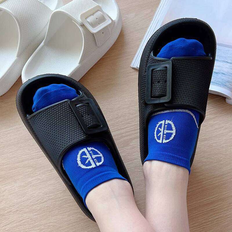 KIDMI Summer New Women Outdoor Soft Nonslip Beach EVA Flat Sandals Pillow Cloud Slippers With Double Buckle