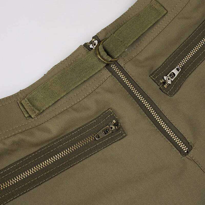 Retro Low-rise Cargo Multi-pocket Splicing Straight Wide-leg Slim-fitting Hot Pants Shorts for Women XJ260305