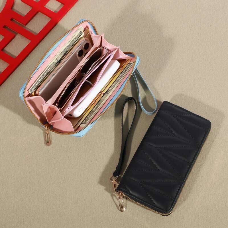 Fashion Quilted Long Wallet For Women, Zipper Around Clutch Coin Purse, Multi Card Slots Mobile Phone Bag C260304