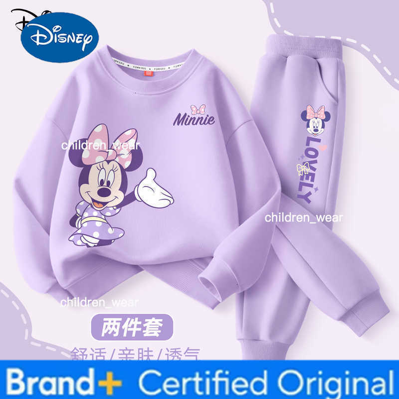 Disney Autumn Baby Girls Minnie Printed Clothes Set Kid Girl Sweatshirts Pullover Top and Pants 2pcs Suit Children Tracksuits H260305