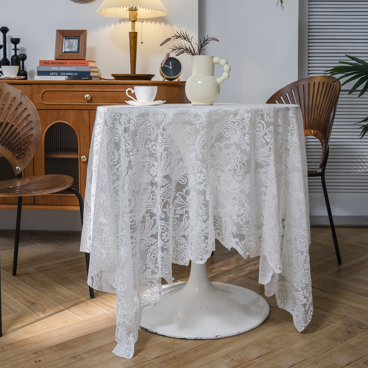White Lace Tablecloth for Rectangular Tables Vintage Style Wedding Table Cloths for Reception Baby Shower Birthday Party 240816