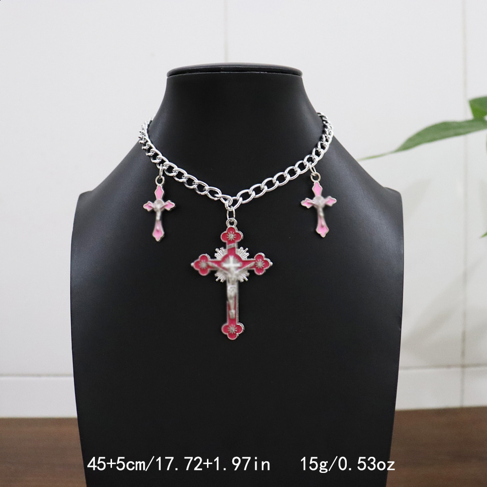 Alloy Cross Necklace for Trendy Men Y2K Dark Style Pendant Choker Sweet and Cool Girl Necklace Punk Cross251113