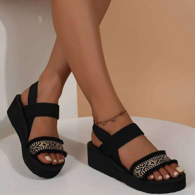 2025 New Women Leisure Sandals Summer Wedges Shoes Soft EVA Sole Light Weight Slingback Style Female Daily Walking Sandalias