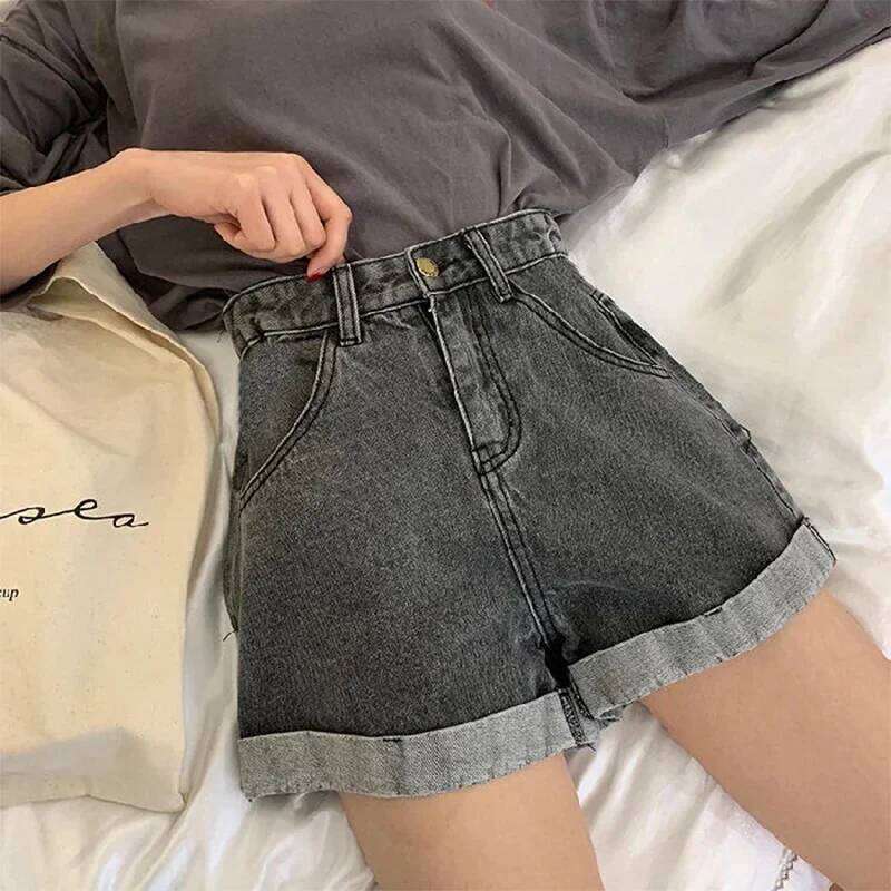High Waisted Slim Fit Denim Shorts Women Korean Style Blue Cotton A-Line Cowboy Summer Jeans for Girls XJ260305