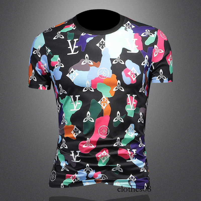 Men short-sleeved suit European Station 2025 Summer New Men's Round Neck Short Sleeve Suit Casual High-Quality Printed Plus Size Two-Piece Set