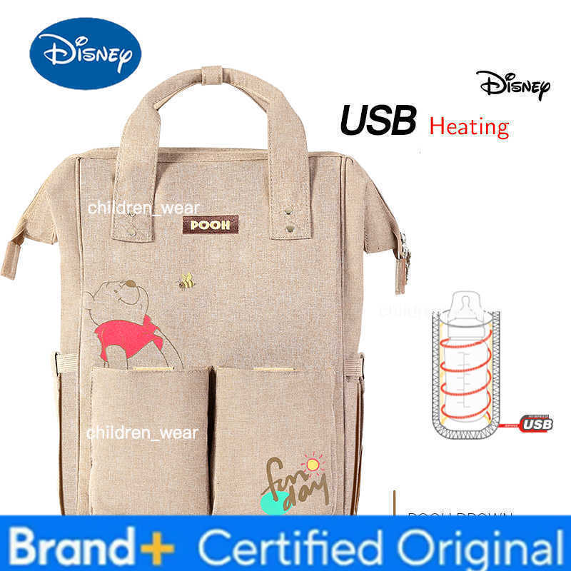 Disney Baby Diaper Backpack USB Bottle Insulation Heating Mummy Nappy Changing Bags For Baby Care Mom Stroller Oxford Handbags H2603051