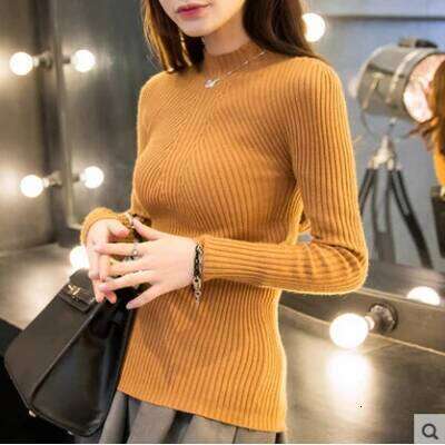 Knitted Pullovers New Long Sleeve Knit Sweater Pullover Women Tops Sweaters Sueters De Mujer White Mock Neck Q2424 XJ260305