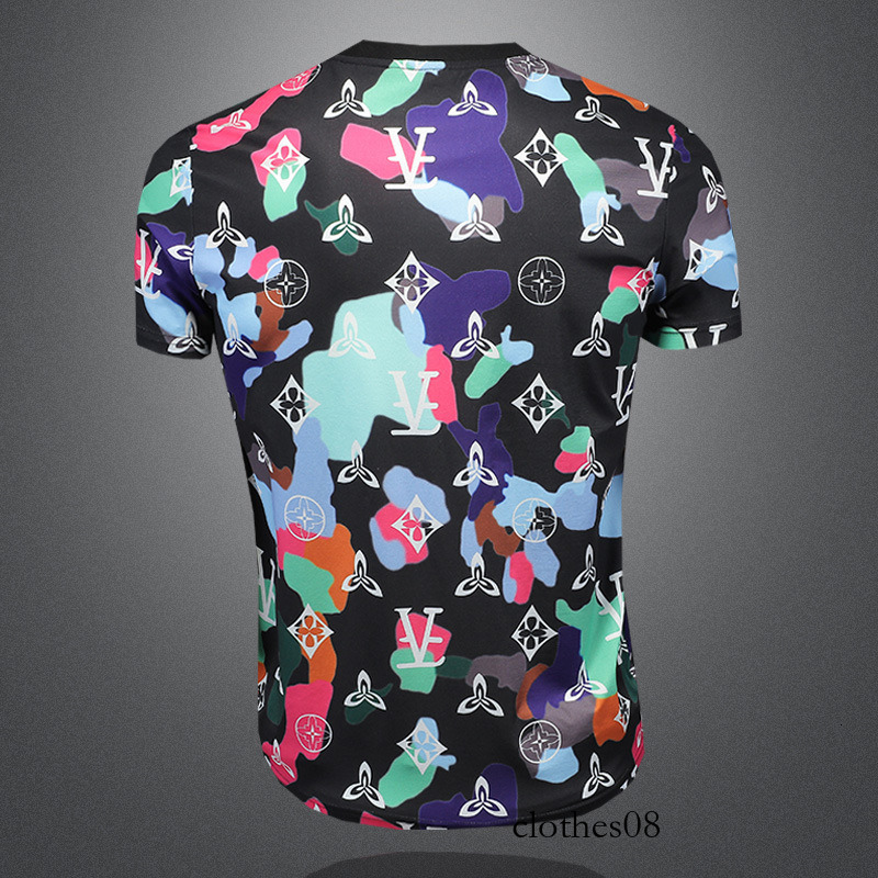 Men short-sleeved suit European Station 2025 Summer New Men's Round Neck Short Sleeve Suit Casual High-Quality Printed Plus Size Two-Piece Set